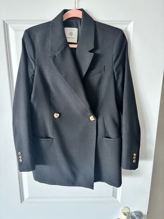 Anine Bing Black structured Double-Breasted Blazer - Picture 2 of 9